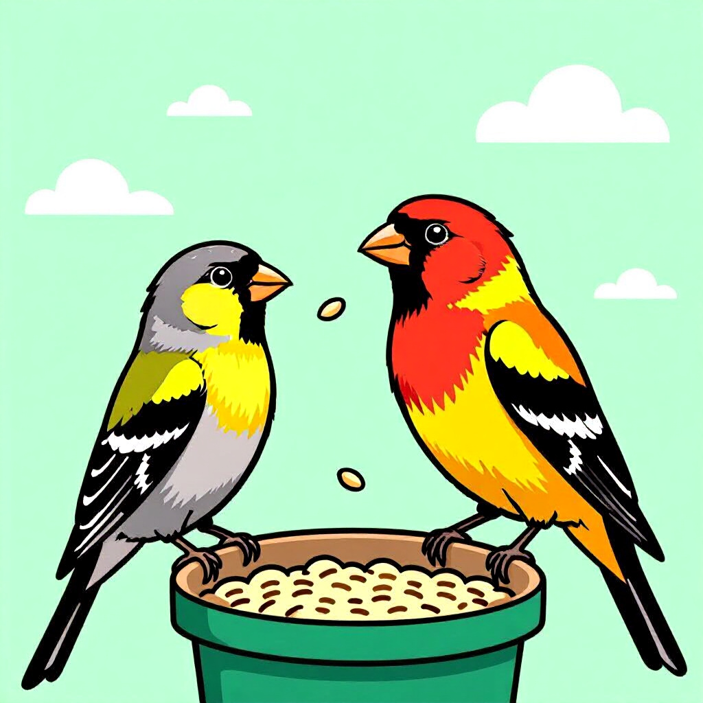 AI生成フィンチ:鳥のケアに関する画像。画像スタイル:コミック days acoustic preexposure finch stepwise socialization