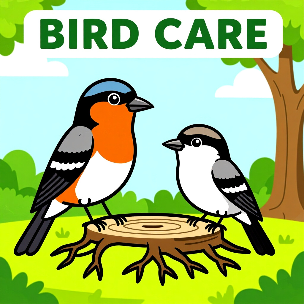 AI generated image: picture about bird care. picture style: comic identifying root causes s m, high quality, detailed