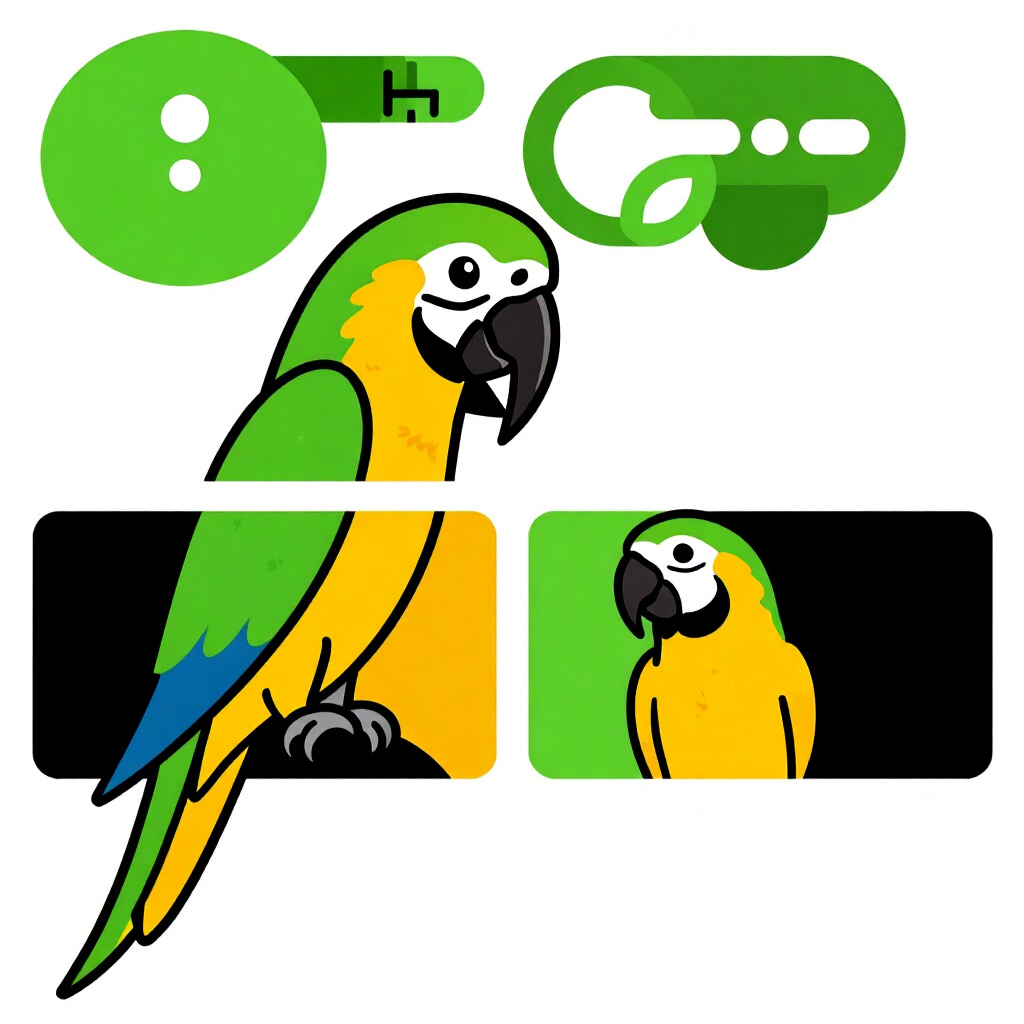 AI generated parrots: picture about bird care. picture style: comic common mild reactions parrots understanding vaccineind