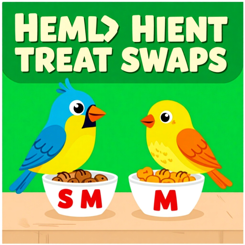 AI generated image: picture about bird care. picture style: comic healthy treat swaps s m, high quality, detailed