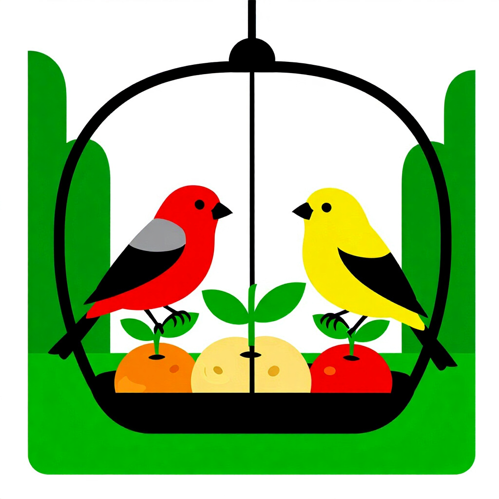 AI generated bird: picture about bird care. picture style: comic bird finch grow own food bird pets garden cage safe, h
