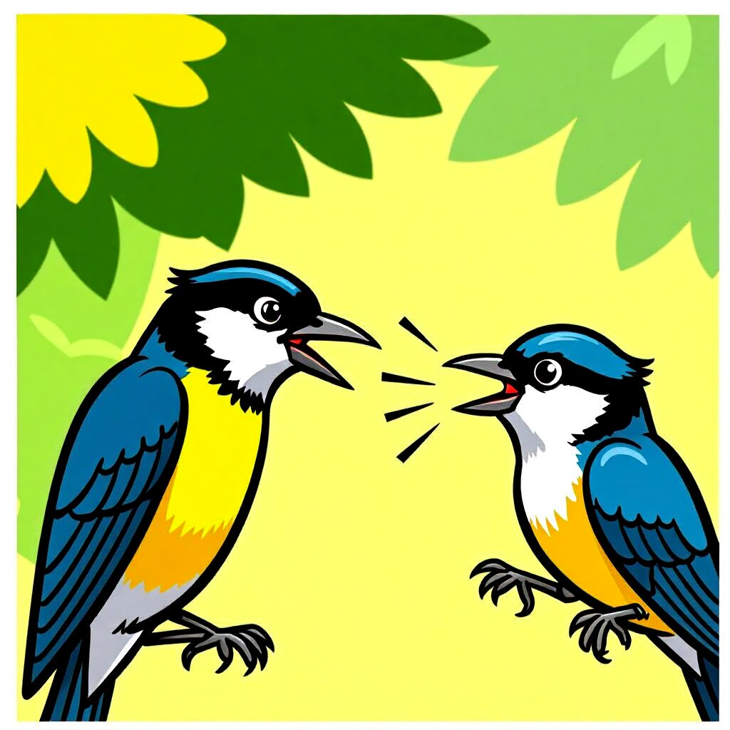 AI generated image: picture about bird care. picture style: comic introduction redirecting aggressive pecking, high qual