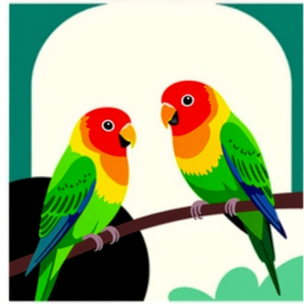 AI generated bird: picture about bird care. picture style: comic spotting signs stabilizing seizure lovebird, high qual