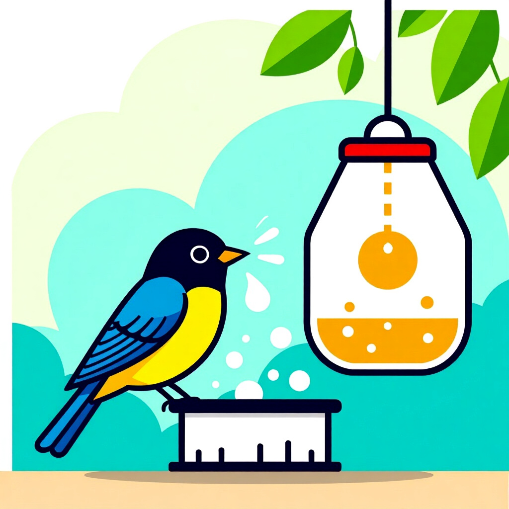AI generated bird: picture about bird care. picture style: comic bird 3day intensive sanitization s m, high quality, de