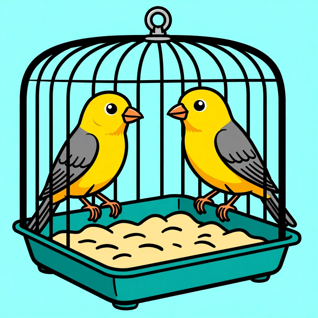 AI generated image: picture about bird care. picture style: comic common failure points upgrading cage locks, high quali