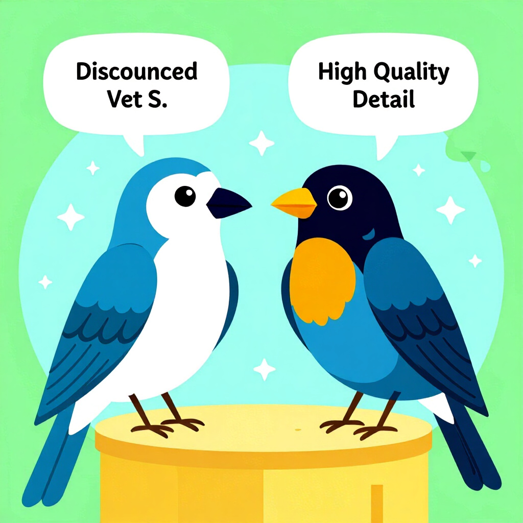 AI generated bird: picture about bird care. picture style: comic bird comparing discounted vet s m, high quality, detai