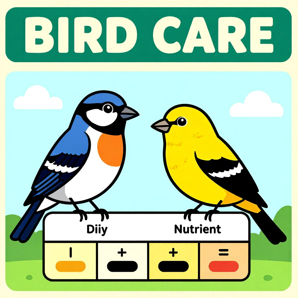 AI generated birds: picture about bird care. picture style: comic introduction birds diy nutrient calculator, high quali