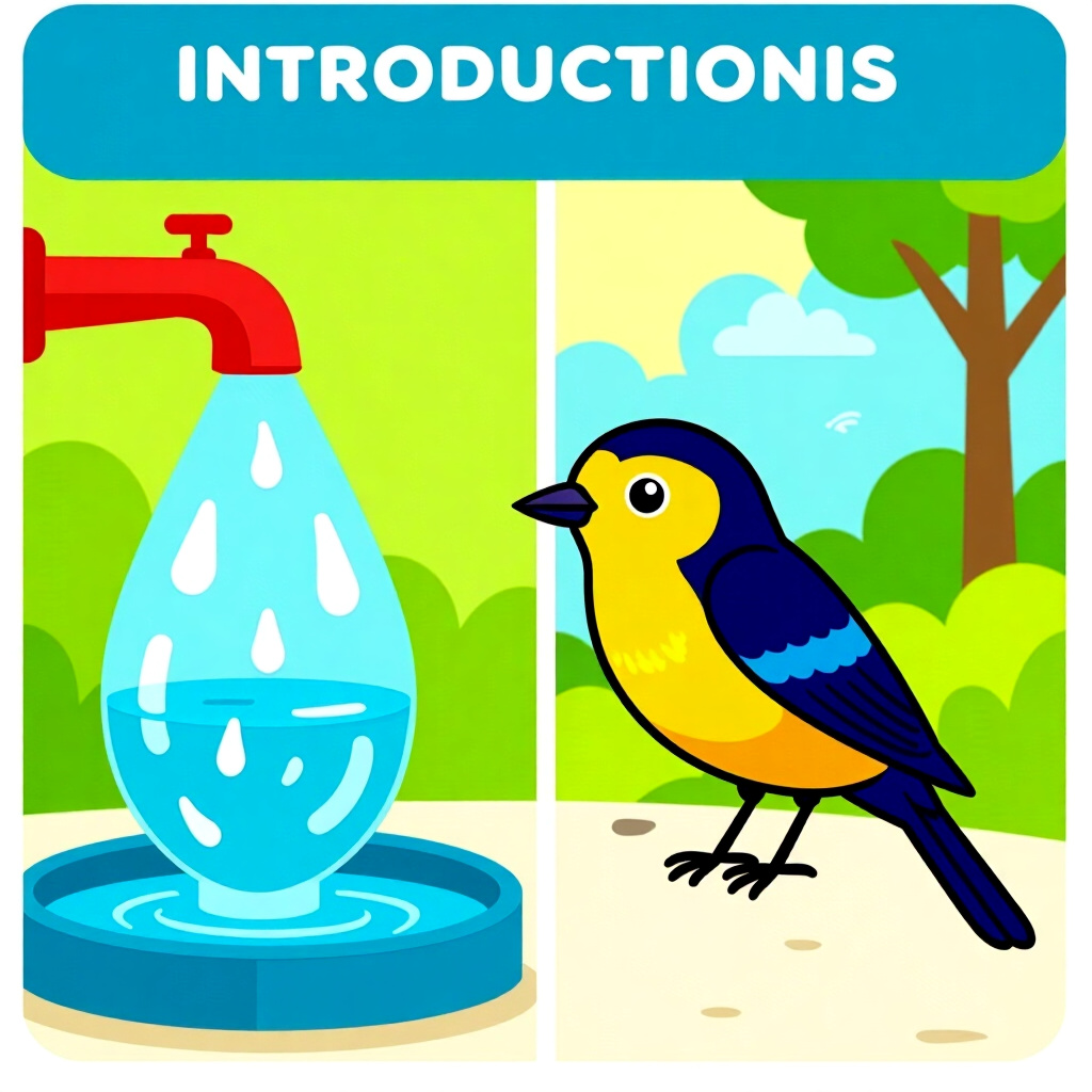 AI generated image: picture about bird care. picture style: comic introduction troubleshooting common water, high qualit