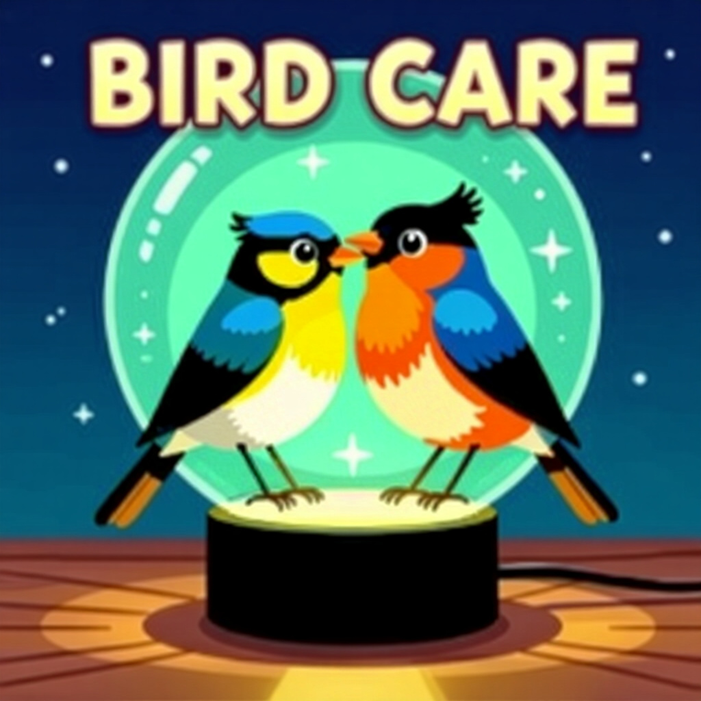 AI generated image: picture about bird care. picture style: comic introduction diy night light, high quality, detailed
