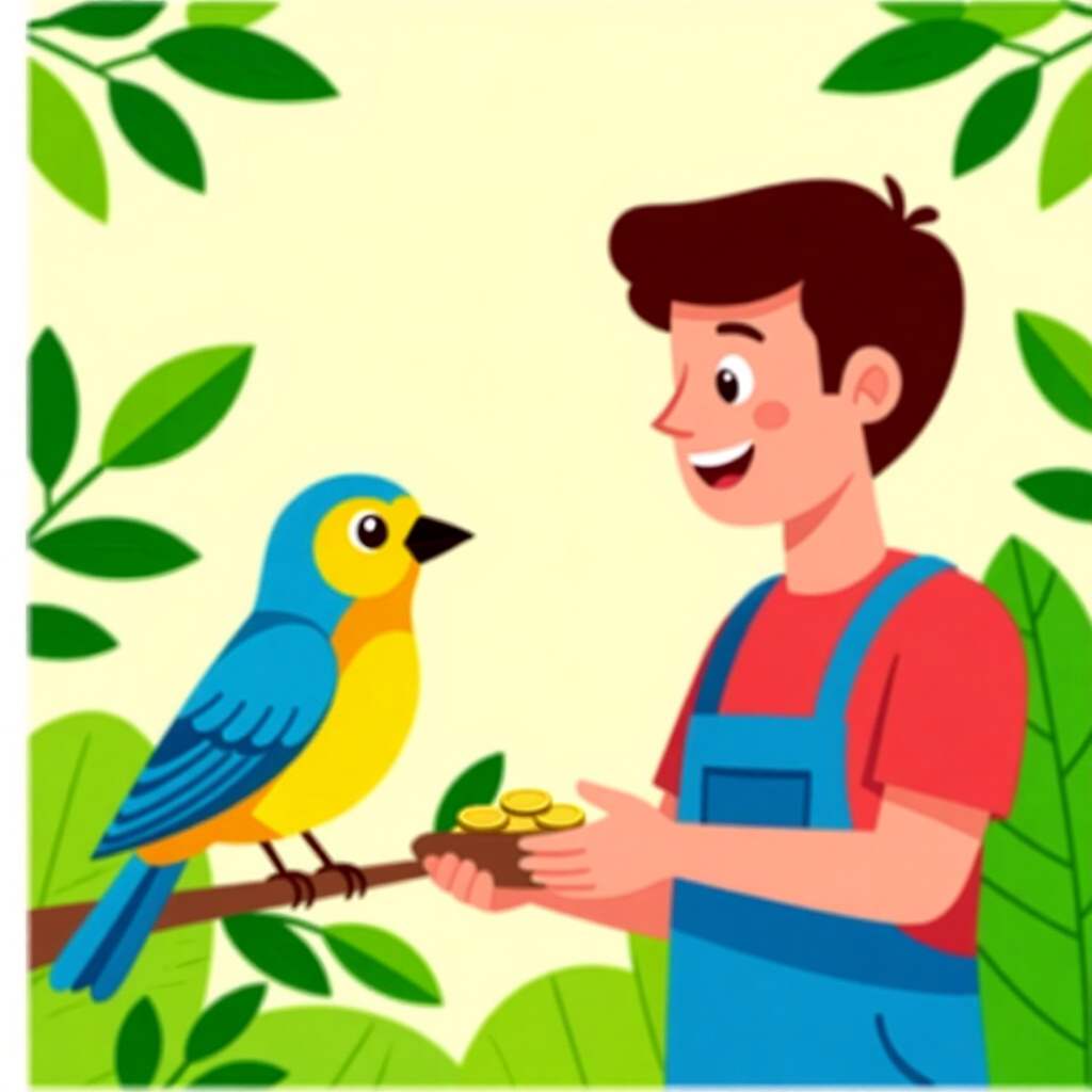 AI generated image: picture about bird care. picture style: comic community leverage sharing ecosmart budgeting using, h