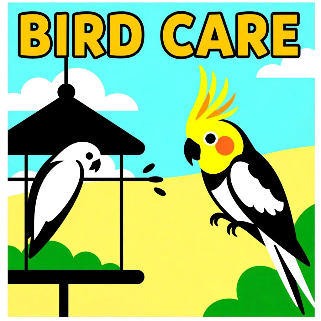 AI generated cockatiel: picture about bird care. picture style: comic introduction cockatiel successful breeding selecting,