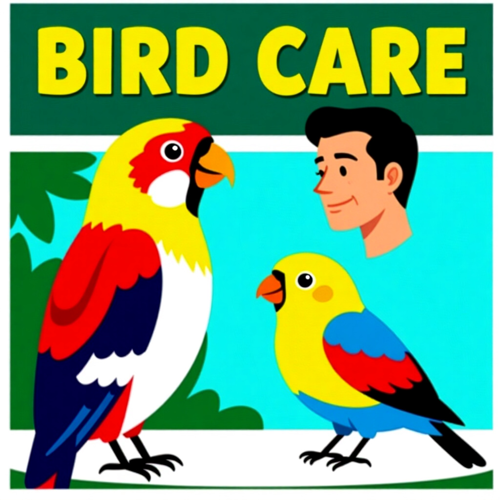 AI generated image: picture about bird care. picture style: comic managing hormonal mood s m, high quality, detailed
