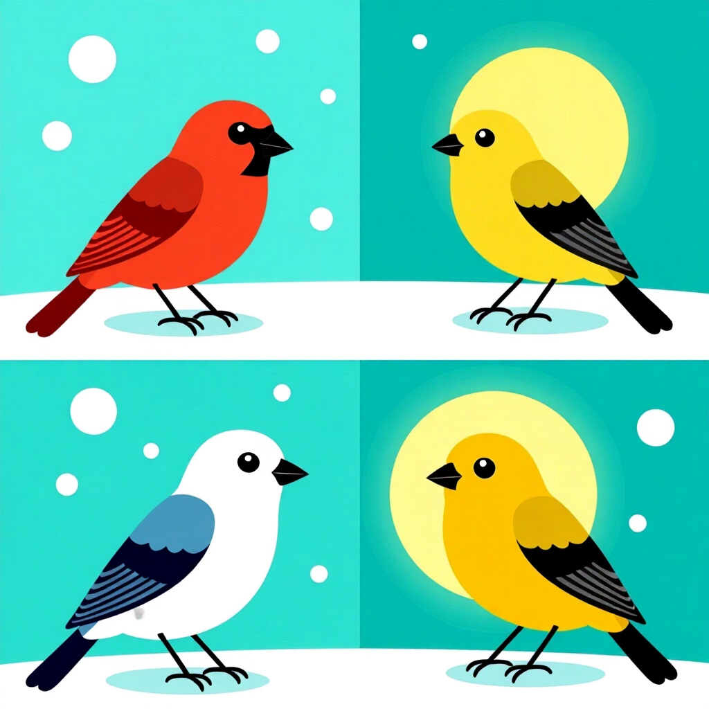 AI generated image: picture about bird care. picture style: comic seasonal hormonal cycle seasonal light scheduling, hig