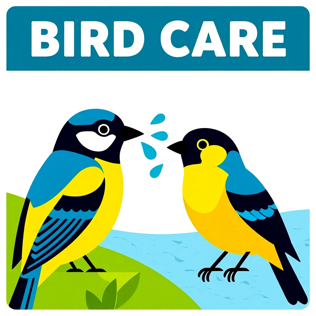 AI generated image: picture about bird care. picture style: comic direct oral dosing comparative review liquid, high qua