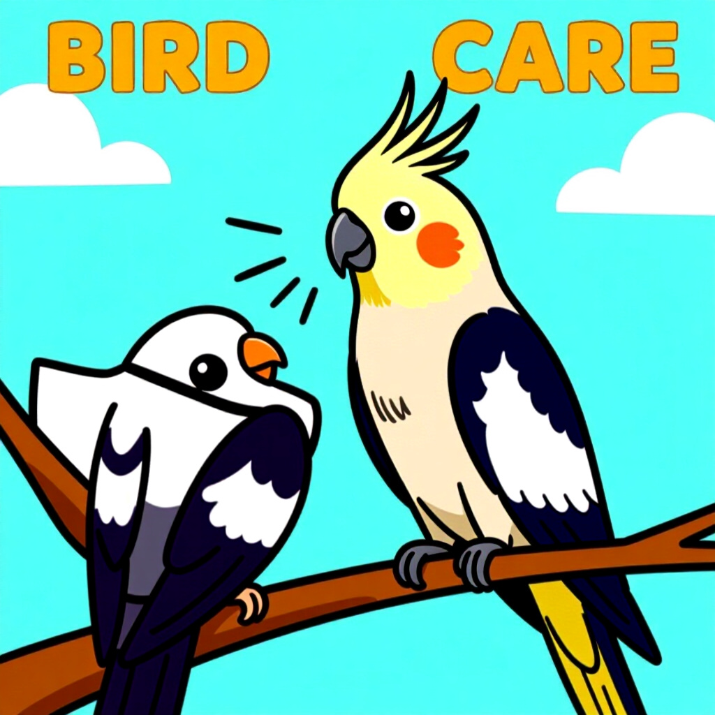 AI generated cockatiel: picture about bird care. picture style: comic introduction cockatiel combating travel anxiety, high