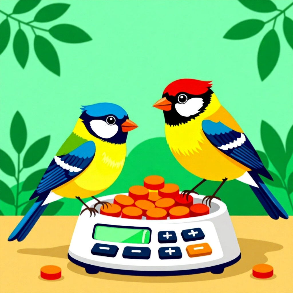 AI generated birds: picture about bird care. picture style: comic birds diy nutrient calculator s m, high quality, detai