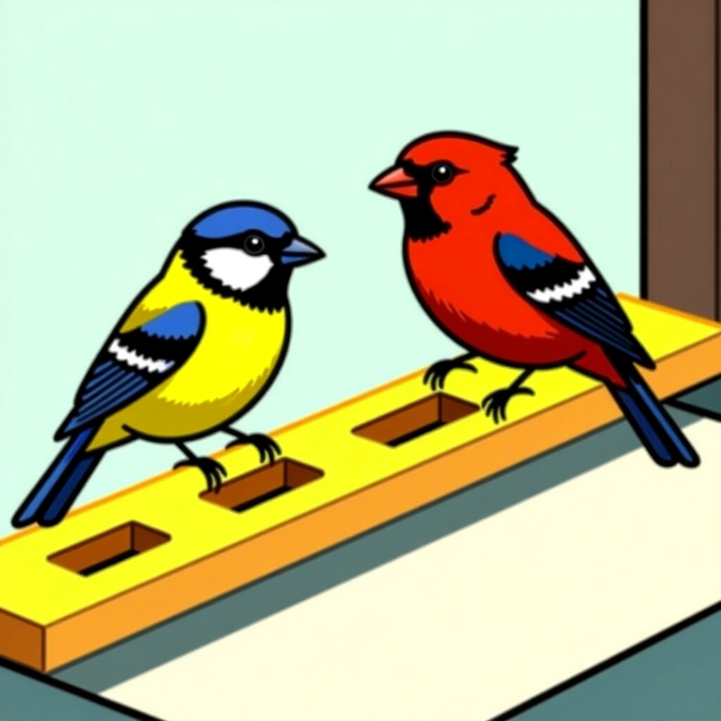 AI generated birds: picture about bird care. picture style: comic measuring gap birds diy barspacer inserts, high qualit