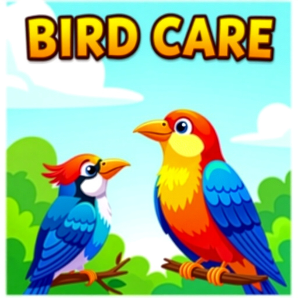 AI generated image: picture about bird care. picture style: comic introduction decoding feathered smile, high quality, d