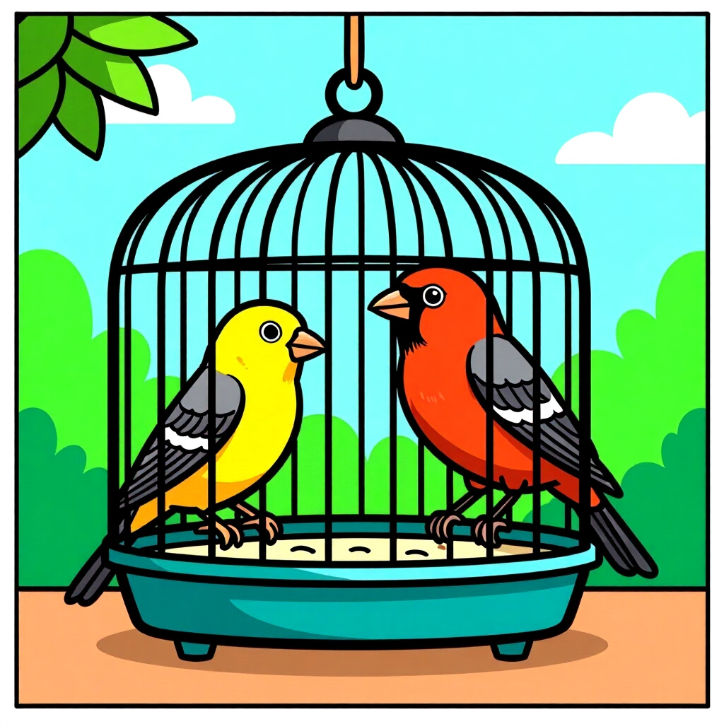 AI generated image: picture about bird care. picture style: comic realworld example milos cage configuration hacks, high