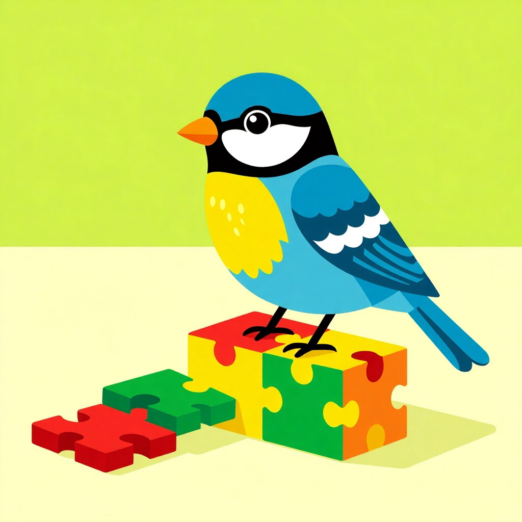 AI generated image: picture about bird care. picture style: comic diy puzzle toy s m, high quality, detailed