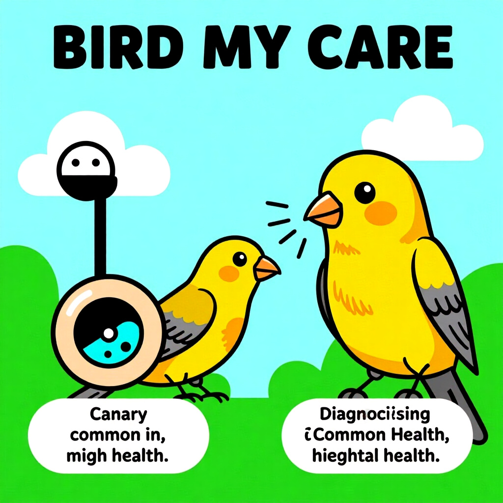 AI generated canary: picture about bird care. picture style: comic introduction canary diagnosing common health, high qua