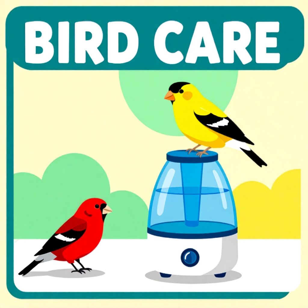 AI generated finch: picture about bird care. picture style: comic introduction finch diy portable humidifier, high quali