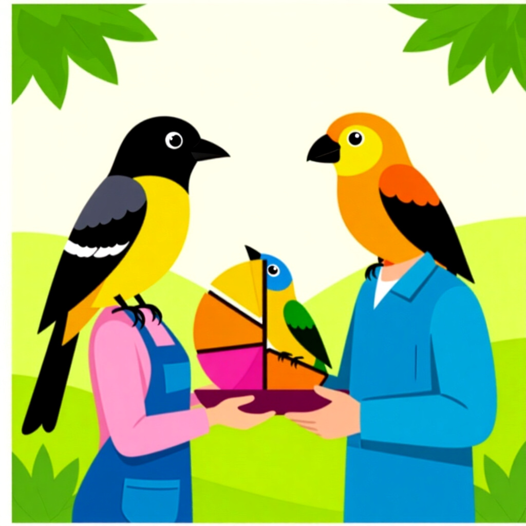 AI generated image: picture about bird care. picture style: comic introduction portion control techniques, high quality,
