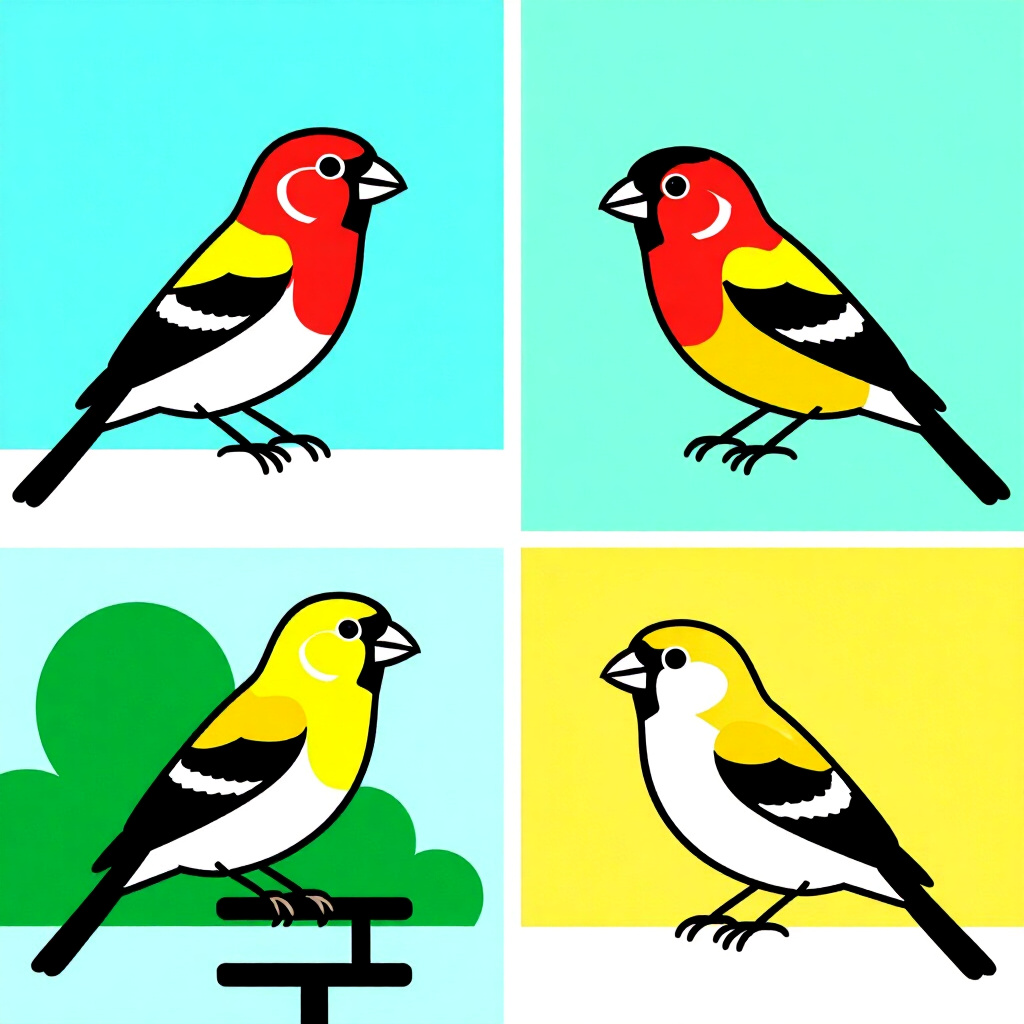 AI generated finch: picture about bird care. picture style: comic longterm outcomes finch identifying treating common, h