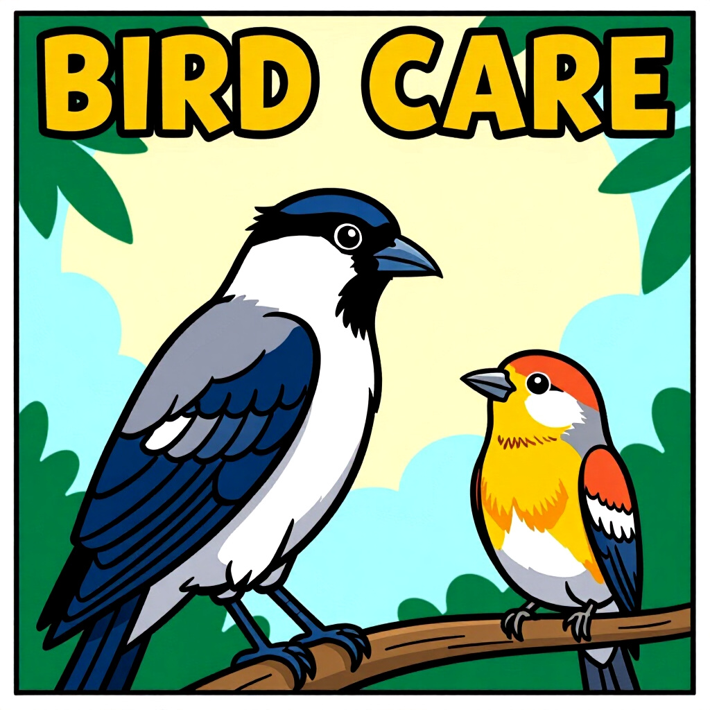 AI generated画像:鳥のケアに関する絵。絵のスタイル:コミック羽引きの評価と管理、高品質