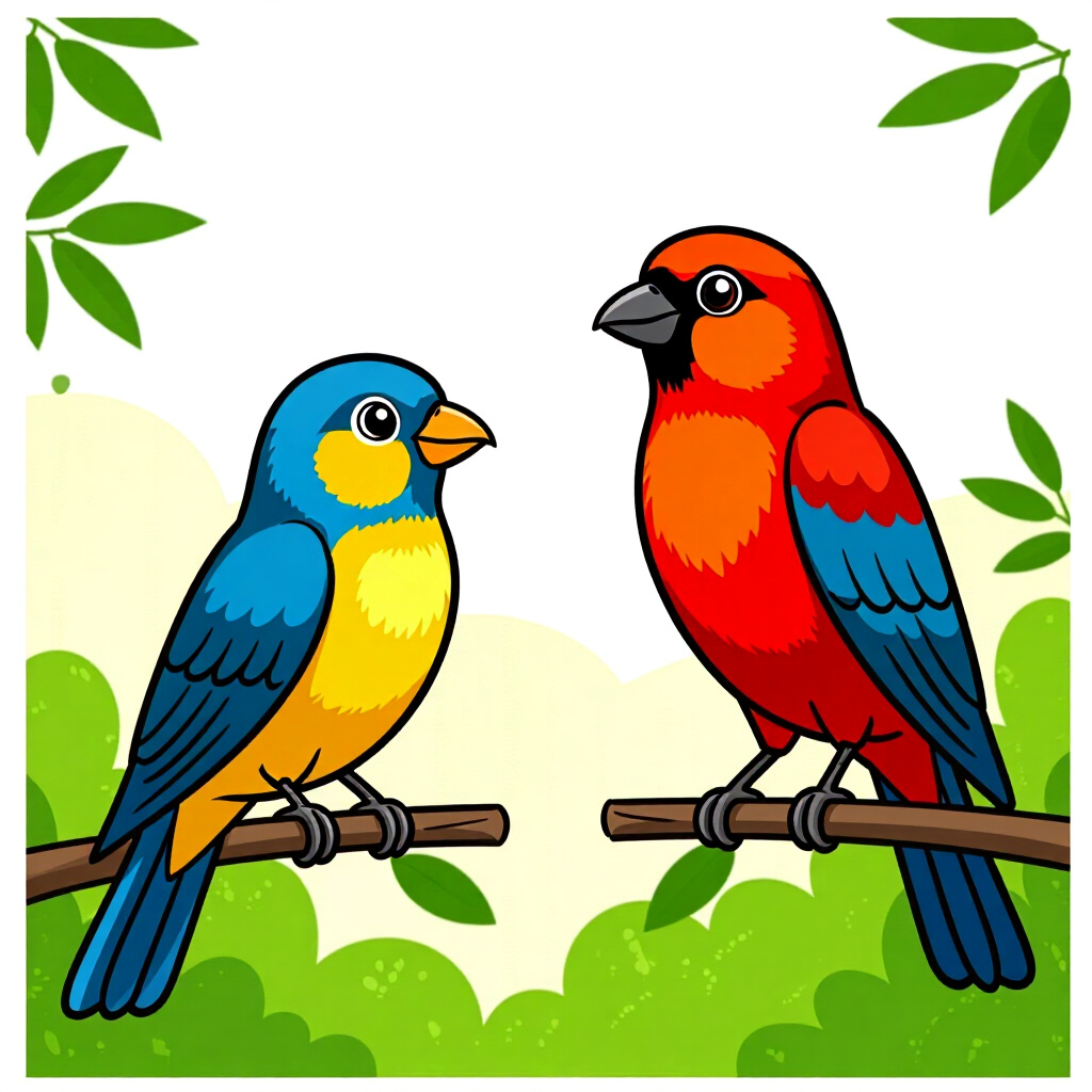 AI generated birds: picture about bird care. picture style: comic introduction birds using positive reinforcement, high 