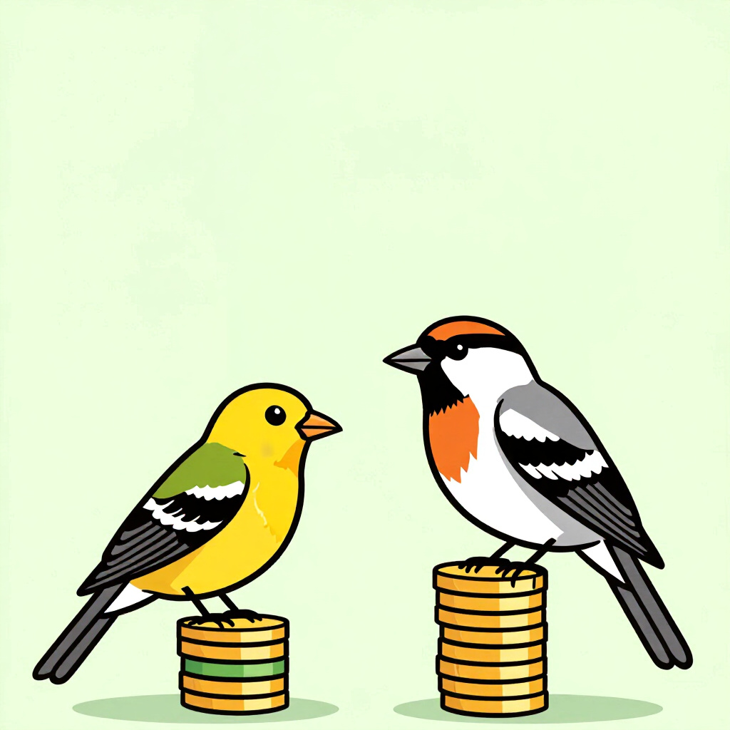 AI生成画像:鳥の飼育に関する絵。絵のスタイル:コミックエコスマート予算管理、高品質、詳細