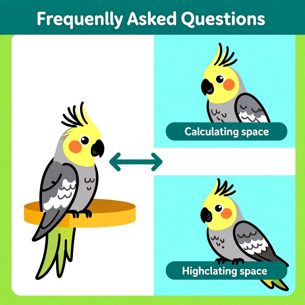 AI生成オカメインコ:鳥のケアに関する画像。画像スタイル:漫画 よくある質問 オカメインコ スペース計算