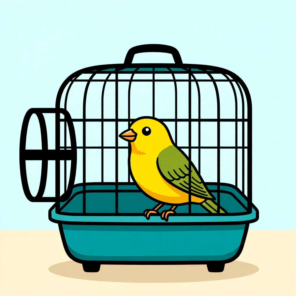 AI generated image: picture about bird care. picture style: comic introduction this matters pet portable cage hacks, hig