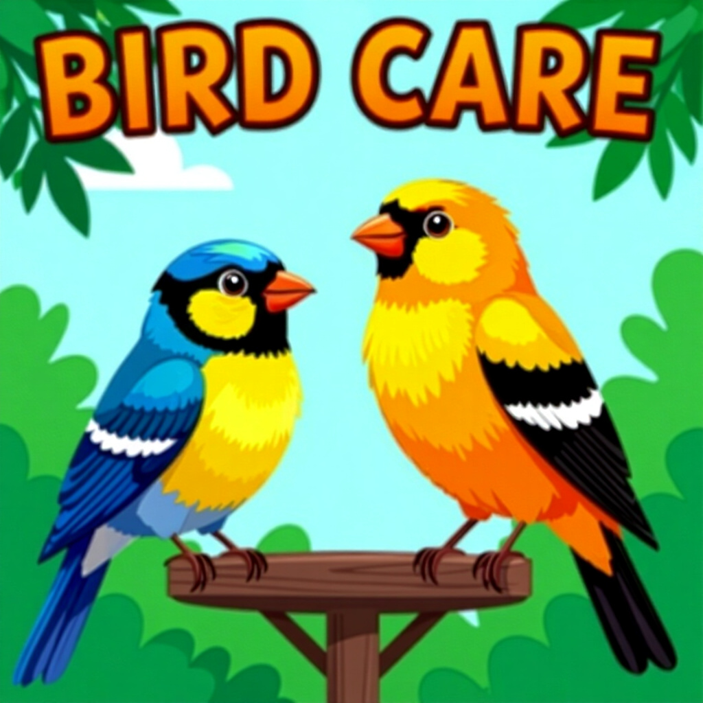 AI generated bird: picture about bird care. picture style: comic bird breedspecific personality traits s m, high qualit