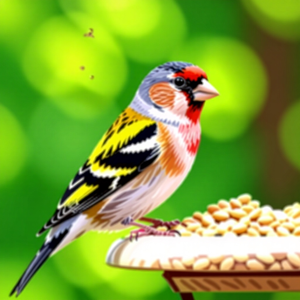 AI generated finch: picture about bird care. picture style: comic finch top online resources s m, high quality, detailed