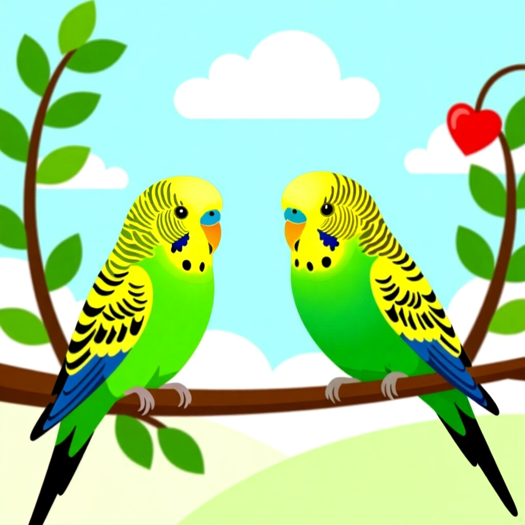 AI generated image: picture about bird care. picture style: comic seasonal switch matters transition budgerigars diet, h