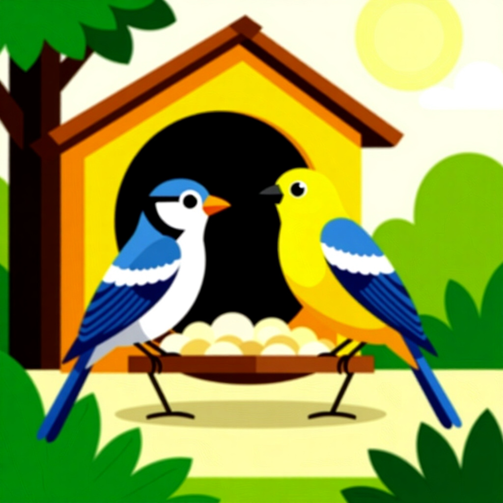 AI generated image: picture about bird care. picture style: comic designing adequate habitat s m, high quality, detailed